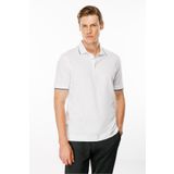 Desen Triko Erkek Polo Yaka Yakası Çizgili T-shirt Beyaz Beden;2XL,Renk;Beyaz