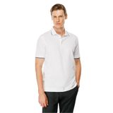 Desen Triko Erkek Polo Yaka Yakası Çizgili T-shirt Beyaz Beden;4XL,Renk;Beyaz