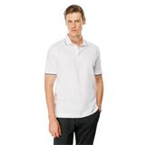 Desen Triko Erkek Polo Yaka Yakası Çizgili T-shirt Beyaz Beden;L,Renk;Beyaz