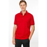 Desen Triko Erkek Polo Yaka Yakası Çizgili T-Shirt Kırmızı