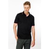 Desen Triko Erkek Polo Yaka Yakası Çizgili T-shirt Siyah Beden;4XL,Renk;Siyah