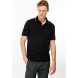 Desen Triko Erkek Polo Yaka Yakası Çizgili T-Shirt Siyah