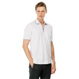 Desen Triko Erkek Polo Yaka Yakası Fermuarlı T-shirt Beyaz Beden;M,Renk;Beyaz