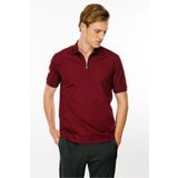 Desen Triko Erkek Polo Yaka Yakası Fermuarlı T-shirt Bordo