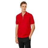 Desen Triko Erkek Polo Yaka Yakası Fermuarlı T-shirt Kırmızı Beden;L,Renk;Kırmızı