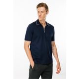 Desen Triko Erkek Polo Yaka Yakası Fermuarlı T-shirt Lacivert Beden;4XL,Renk;Lacivert