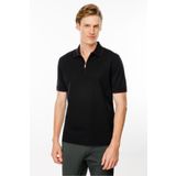 Desen Triko Erkek Polo Yaka Yakası Fermuarlı T-shirt Siyah Beden;XL,Renk;Siyah