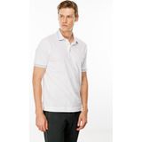Desen Triko Erkek Polo Yaka Yakası Şerit Desenli T-Shirt Beyaz - 4XL