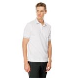 Desen Triko Erkek Polo Yaka Yakası Şerit Desenli T-shirt Beyaz Beden;3XL,Renk;Beyaz