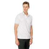 Desen Triko Erkek Polo Yaka Yakası Şerit Desenli T-shirt Beyaz Beden;4XL,Renk;Beyaz