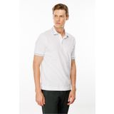 Desen Triko Erkek Polo Yaka Yakası Şerit Desenli T-shirt Beyaz Beden;XL,Renk;Beyaz