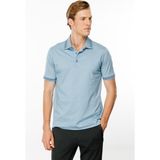 Desen Triko Erkek Polo Yaka Yakası Şerit Desenli T-Shirt Mavi - 2XL