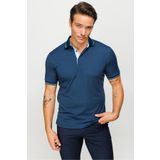Desen Triko Erkek Polo Yaka Yakası Ve Kolu Triko T-shirt Petrol
