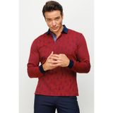 DESEN TRİKO Erkek Polo Yaka Yelken Desenli Sweatshirt Bordo Beden;4XL,Renk;Bordo dsnNM9559