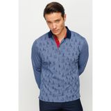 DESEN TRİKO Erkek Polo Yaka Yelken Desenli Sweatshirt Lacivert Beden;XL,Renk;Lacivert dsnNM9543