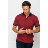 Desen Triko Erkek Polo Yaka Yelken Desenli T-Shirt Bordo