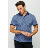 Desen Triko Erkek Polo Yaka Yelken Desenli T-Shirt Lacivert