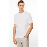 Desen Triko Erkek Sıfır Yaka Basic Pamuklu T-Shirt Beyaz - 3XL
