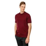 Desen Triko Erkek Sıfır Yaka Basic Pamuklu T-shirt Bordo Beden;L,Renk;Bordo