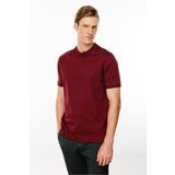 Desen Triko Erkek Sıfır Yaka Basic Pamuklu T-shirt Bordo Beden;M,Renk;Bordo