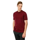 Desen Triko Erkek Sıfır Yaka Basic Pamuklu T-shirt Bordo Beden;XL,Renk;Bordo