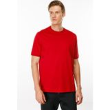 Desen Triko Erkek Sıfır Yaka Basic Pamuklu T-Shirt Kırmızı - 2XL