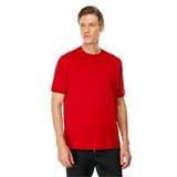 Desen Triko Erkek Sıfır Yaka Basic Pamuklu T-shirt Kırmızı Beden;L,Renk;Kırmızı