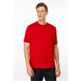 Desen Triko Erkek Sıfır Yaka Basic Pamuklu T-shirt Kırmızı Beden;M,Renk;Kırmızı