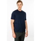 Desen Triko Erkek Sıfır Yaka Basic Pamuklu T-Shirt Lacivert - 2XL
