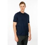 Desen Triko Erkek Sıfır Yaka Basic Pamuklu T-shirt Lacivert Beden;XL,Renk;Lacivert