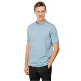 Desen Triko Erkek Sıfır Yaka Basic Pamuklu T-shirt Mavi Beden;2XL,Renk;Mavi