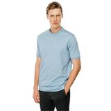 Desen Triko Erkek Sıfır Yaka Basic Pamuklu T-shirt Mavi Beden;L,Renk;Mavi