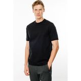 Desen Triko Erkek Sıfır Yaka Basic Pamuklu T-Shirt Siyah - 2XL
