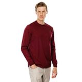 Desen Triko Erkek Sıfır Yaka Basic Uzun Kollu Pamuklu T-shirt Bordo Beden;3XL,Renk;Bordo