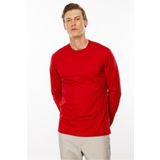 Desen Triko Erkek Sıfır Yaka Basic Uzun Kollu Pamuklu T-shirt Kırmızı Beden;2XL,Renk;Kırmızı