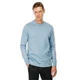 Desen Triko Erkek Sıfır Yaka Basic Uzun Kollu Pamuklu T-shirt Mavi Beden;2XL,Renk;Mavi