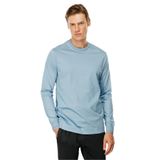 Desen Triko Erkek Sıfır Yaka Basic Uzun Kollu Pamuklu T-shirt Mavi Beden;XL,Renk;Mavi