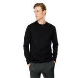 Desen Triko Erkek Sıfır Yaka Basic Uzun Kollu Pamuklu T-shirt Siyah Beden;3XL,Renk;Siyah
