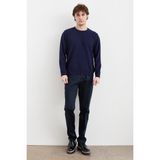 Desen Triko Erkek Sıfır Yaka Klasik Yün Kazak Y.a Lacivert - 2XL