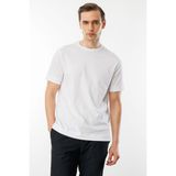 Desen Triko Erkek Sıfır Yaka Pamuklu T-Shirt Beyaz - 2XL