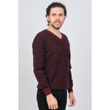 Desen Triko Erkek V Yaka Desenli Saf Yün Kazak 0246569 Bordo - 2XL