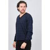 Desen Triko Erkek V Yaka Desenli Saf Yün Kazak 0246569 Lacivert - 2XL
