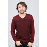 Desen Triko Erkek V Yaka Desenli Yün Kazak 0249640 Bordo - 2XL