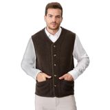 DESEN TRİKO Erkek V Yaka Keçe Aksesuarlı Pike Dokuma Yün Yelek K.Kahve Beden;XL,Renk;K.Kahve dsnNM4814