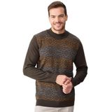 DESEN TRİKO Erkek Yarım Balıkçı Yaka Önü Desenli Kazak D.Kahve Beden;2XL,Renk;D.Kahve dsnNM5052