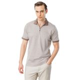Desen Triko Fermuarlı T-Shirt, 2XL, 601, Bej, erkek