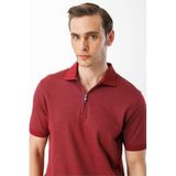 Desen Triko Fermuarlı T-Shirt, 4XL, 601, Bordo, erkek