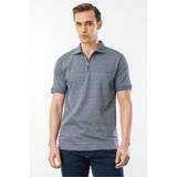 Desen Triko Fermuarlı T-Shirt, 4XL, 601, Füme, Erkek