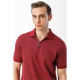 Desen Triko Fermuarlı T-Shirt, S, 601, Bordo, erkek