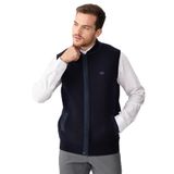 Desen Triko Hakim Yaka Pike Jakarlı Fermuarlı Yün Yelek, 2XL, 22568, K.Lacivert, Erkek